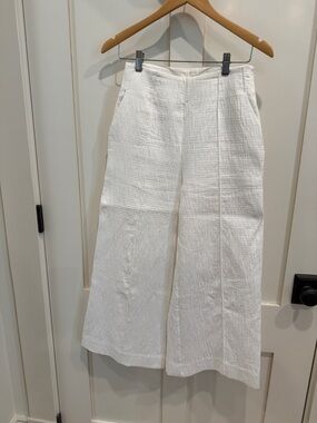 Anthropologie Maeve White Textured Wide-Leg Pants